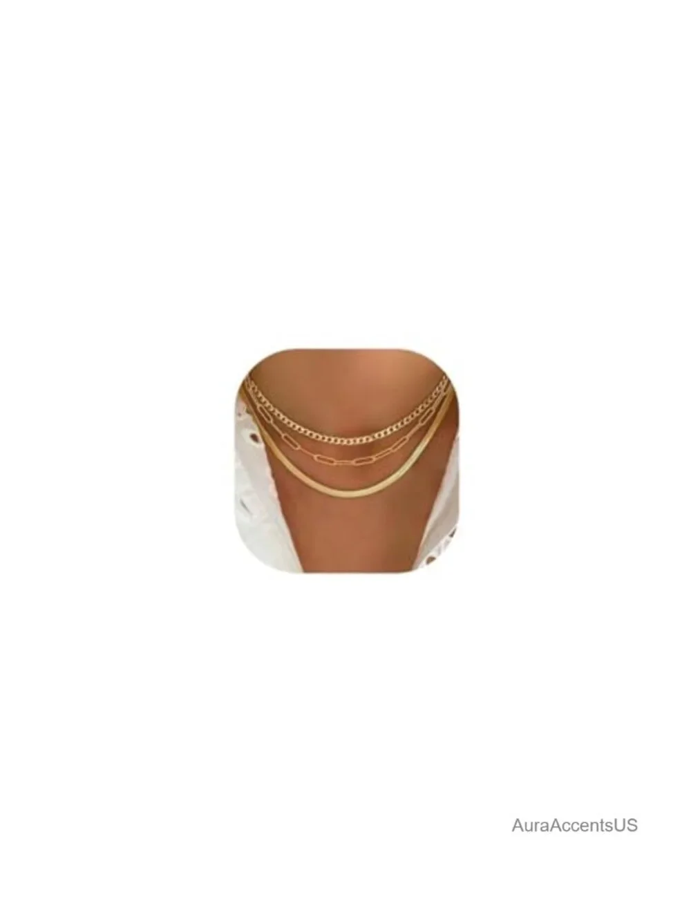 Gold Layered Necklaces for Women 14K Gold Plated Dainty Chain Set Herringbone